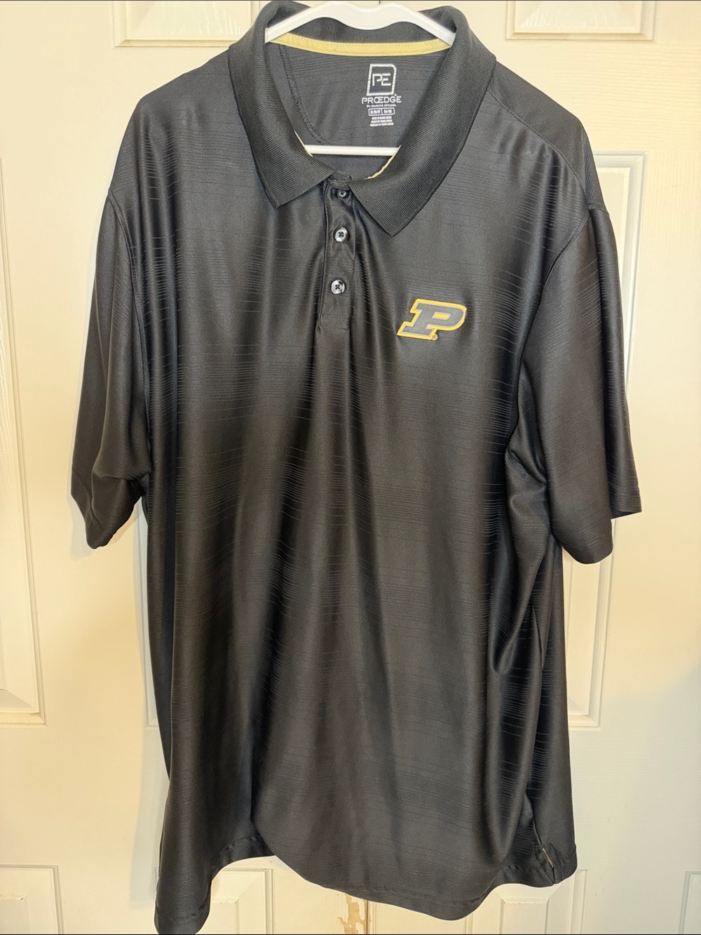 Pro Edge Black Polo with Yellow Purdue P Accent
